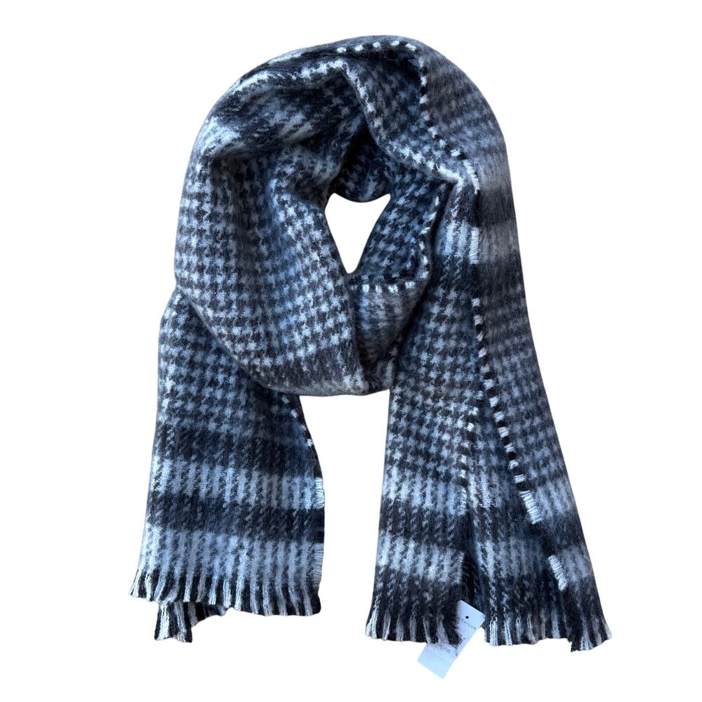 Ann Taylor Oversized Houndstooth Plaid Black and White Scarf Shawl NWT NEW